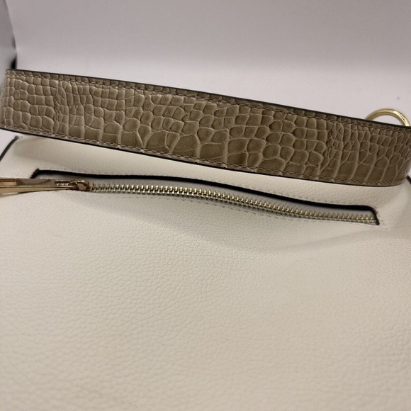 LADIES WHITE LEATHER LIKE SHOULDER-HANDBAG WITH Faux Alligator Side Est 1946 - Picture 6 of 8